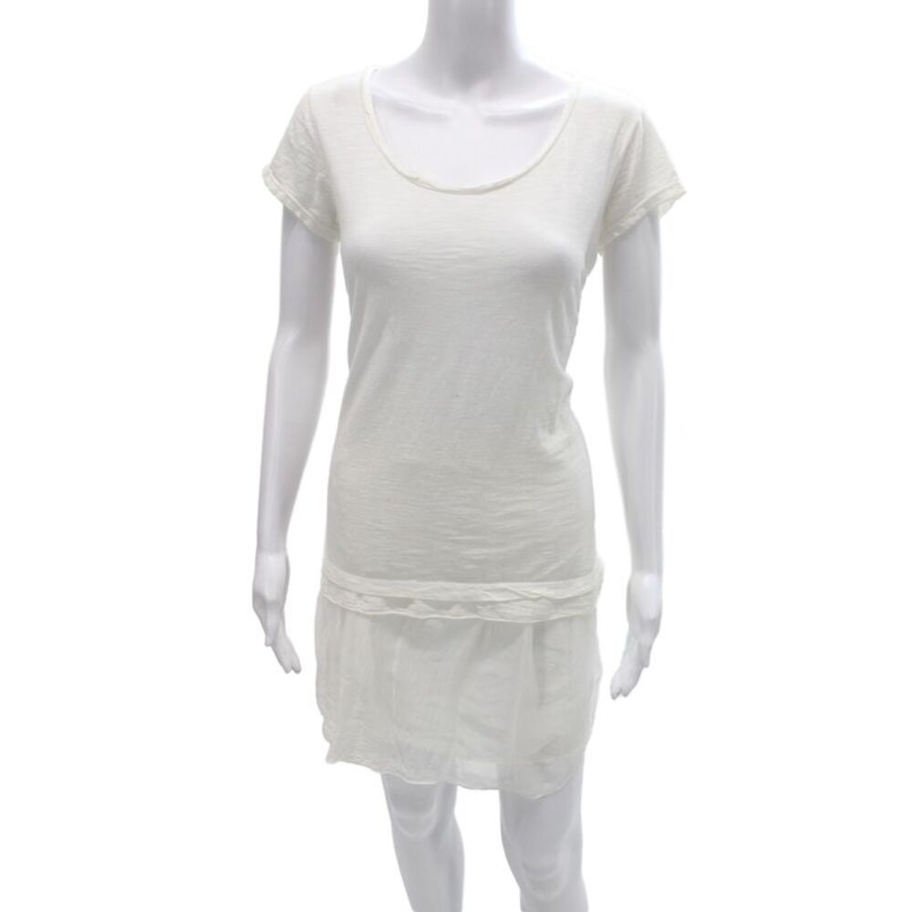Nina Kendosa Women White T-Shirt Dress Short Sleeve Scoop Neck Size S